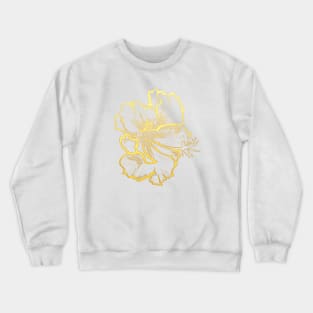 Gold Tropical Hibiscus Flower Crewneck Sweatshirt